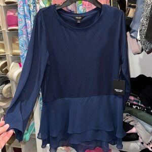 Simply Vera Vera Wang Ladies Navy Blue Top Small Business Casual Kohls new NWT